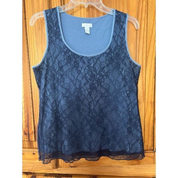 Chico’s Lace Overlay Tank - Picture 1 of 6